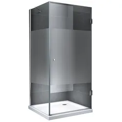 Fischer und Adamek Glasdusche Eger Größe: 80 x 80 x 190 cm Form: Teilsatiniert ohne Duschtasse und Ablauf