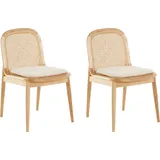 LeGer Home by Lena Gercke Esszimmerstuhl "Lina, 2er-Set, Massivholz", beige (naturfarben), H:83cm T:54,7cm, Polyester, LEGER HOME BY LENA GERCKE, Stühle, Esszimmerstuhl, Polsterstuhl mit Rahmen und Beinen aus massivem Eschenholz