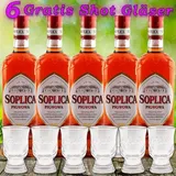 (EUR 21,50/L) 5x Soplica Quitten Likör Pigwowa Vodka 28% vol. 500ml 5x +6 Gläser