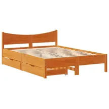 vidaXL Massivholzbett 140 x 200 cm Wachsbraun