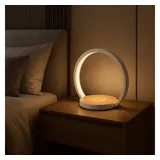 Melitec Tischleuchte mit QI Ladefläche LightBase weiß holzfarben warmweiß 180 lumen