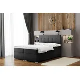 Fun Möbel Boxspringbett Schlafzimmerbett ABELT 180x200cm in Stoff Matt Velvet Anthrazit