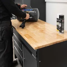 Weber-Werke Weber Werkbank 120x60 cm mit Holzarbeitsplatte – stabile Werkstattbank mit Schubladen & abschließbarem Fach 300 kg Tragkraft