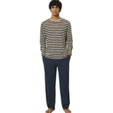 Marc O'Polo Marc O Polo Men Long Pyjama Set Beige/Marine Baumwolle, X-Large Herren,