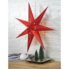 Harms Import LED Hänge Lampe Papier Stern X-MAS Dielen Weihnachts Deko Strahler rot