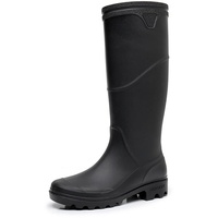 Rojeam Herren Gummistiefel Wasserdichter Sicherheitsstiefel Arbeitsstiefel Regenstiefel Gummi Stiefel Gartenschuhe Schnee Schlupfstiefel, Kniestrümpfe Schwarz, 41 EU - 41 EU