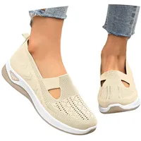 Sommerschuhe Damen Bequem,Orthopädische Schuhe Damen Sommer Bequem Turnschuhe Sommerschuhe Atmungsaktive Leichte Walkingschuhe Sneaker Elegant Fersensporn Schlupfschuhe Barfußschuhe Beige 40 - 40 EU