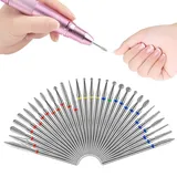 30 Stücke Nail Drill Bits Nagelfräser Bits Set,MWOOT Polieren Schleifkörper Schleifkopf Nagelfräser Aufsätze Set für Maniküre Pediküre
