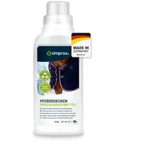 simprax® Pferdedecken Waschmittel als Vorbereitung für wirkungsvolle Imprägnierung I erneuert Atmungsaktivität, Effektiv gegen Schmutz für Sattelunterlagen, Synthetik & Baumwollendecken, OEKO