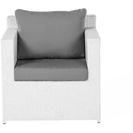 Beliani Lounge 6er Set Weiß Rattanoptik Grauen Bezüge Mit Sitzkissen Dekorativ Elegant Modern