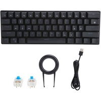 Gaming-Tastatur, 61-Tasten-Verkabelung Mechanical Feel Gaming-Tastatur LED-beleuchtete Gaming-Tastatur für den Heim- und Bürobereich, mit Ersatzschalter und Schlüsselabzieher, schwarz