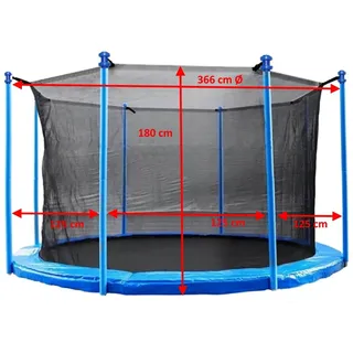 walexo Trampolin "Innenliegendes Sicherheitsnetz" für 8 Stangensystem ( 366 cm Ø ) - Schwarz