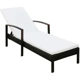 Sonnenliege mit Auflage Poly Rattan Braun