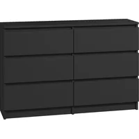 Roe furniture Kommode mit 6 Schubladen Sideboard 120cm schwarz