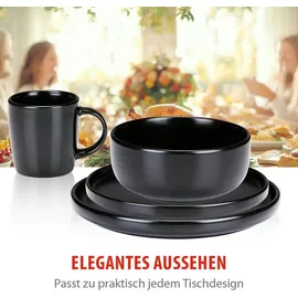 Alpina Geschirrset 16-tlg. 4 Personen schwarz