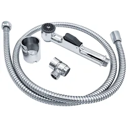 Brausegarnitur RIDDER "Lyon", grau (chromfarben), H:17,5cm, ABS-Kunststoff, Brausegarnituren, zur Nutzung am Waschbecken