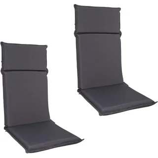 Albatros Gartenstuhl Sitzauflage 2er Set Gartenstuhlauflagen Sitzpolster Sitzkissen Outdoor Anthrazit 106x45cm, Hochlehner Auflage UV Beständig wasserabweisend geeignet für Klappstühle