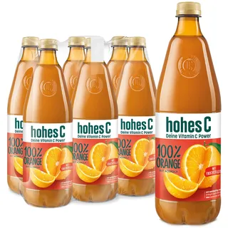 hohes C Orange mit Fruchtfleisch (6 x 1l), 100% Saft, Orangensaft, Vitamin C, ohne Zuckerzusatz laut Gesetz, vegan