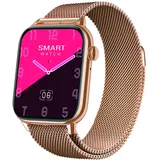Atlanta Fitnesstracker mit Herzfrequenz Puls Blutdruck EKG Freisprechen Schlaf Schritte Farbdisplay Smartwatch Armband Uhr mit Wechselband - 9725/9 (Gold)