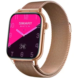 Atlanta Fitnesstracker mit Herzfrequenz Puls Blutdruck EKG Freisprechen Schlaf Schritte Farbdisplay Smartwatch Armband Uhr mit Wechselband - 9725/9 (Gold)