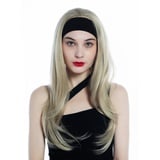 WIG ME UP - H9306-24 Perücke Haarteil Halbperücke mit Stirnband Blond Mittelblond Aschblond lang glatt Haarverlängerung 65 cm