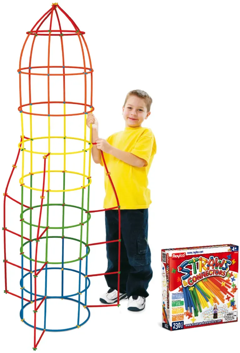 Konstruktionsset ffr Kinder 230 Teile, bunt, Kunststoff-R6hren - Roylco Straws & Connectors Bausatz - biegsam, f6r 4-10 Jahre