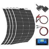 Aysolar 400 Watt Solarpanel Flexibel Kit 12V/24V Off-Grid System: 4 Stück 100W Monokristalline Solarmodule mit 40A Laderegler für Batterien, Wohnmobil,Boote, Wohnwagen, Van