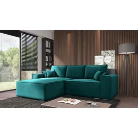 e-meubles Ecksofa mit Schlaffunktion und Bettkasten, Couch für Wohnzimmer, Schlafsofa Sofagarnitur Sofa Eckcouch L-form Wohnlandschaft mit Bettfunktion 250x... - dunkelgrün