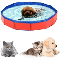 Faltbar Hundepool, Hundepool Schwimmbad für Hunde und Katzen,PVC rutschfeste Schwimmbecken ​mit Wasserablassventil für Hunde Katze, Kleine Haustiere, Kinder Badewanne (30 * 10 cm)