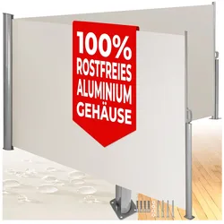 tectake® Doppel-Seitenmarkise, aus Aluminium, Schutz vor Sonne und Wind, 200 x 600 cm