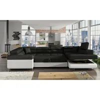 JVmoebel Wohnlandschaft Moderne Schlafcouch in Leder/Textil mit Schlaffunktion, Made in Europa grau|schwarz