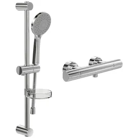 Villeroy & Boch Universal Duschset Aufputz (2 In 1 Bundle), Duschsystem Mit Duschthermostat, Handbrause, Handbrauseschlauch, Duschstange Inkl. Handbrausehalter, Chrom