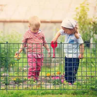 Jaxguom Teichzaun Gartenzaun Steckzaun Komplettset Metall 15 Zaunelemente Länge 11,25 m, Inkl 18 Befestigungsstäbe, Hundezaun, Gitterzaun Set für Tierbarriere (Gerade,Grün)