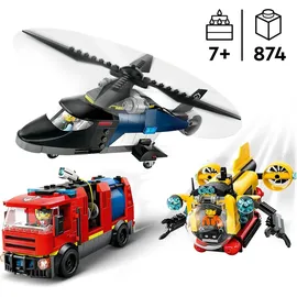 LEGO City Kombinationsset mit Hubschrauber, Löschauto und U-Boot