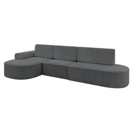 altdecor Eckcouch Cord 5-Sitzer Dunkelgrau