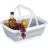 Relaxdays Faltkorb mit Henkel 15,5 x 38,5 x 28,5 cm grau/weiß