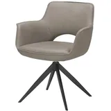 Armlehnstuhl mit Lederbezug  ¦ grau ¦ Maße (cm): B: 69 H: 83 T: 59.0