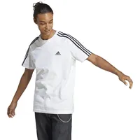 adidas Essentials Single Jersey 3-Stripes, T-Shirt Weiß Schwarz, S