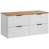 Lomadox Waschbeckenschrank ADELAIDE-56-WHITE Waschtischunterschrank 120 cm matt weiß mit Eiche, 120,6/59,2/46,5cm weiß 121 cm x 59 cm x 47 cm