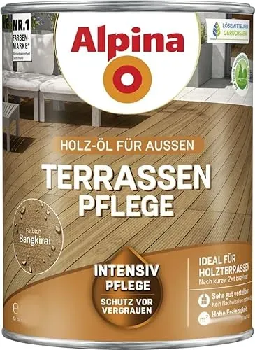 Terrassen-Pflege Öl 0,75L Holzöl zur Pflege Aussen von Alpina bangkirai