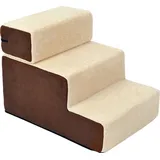 Hundetreppe  Praktische Haustiertreppe Mit 3 Stufen Für Katzen Und Hunde, Plüsch, Beige, 54x40x39cm