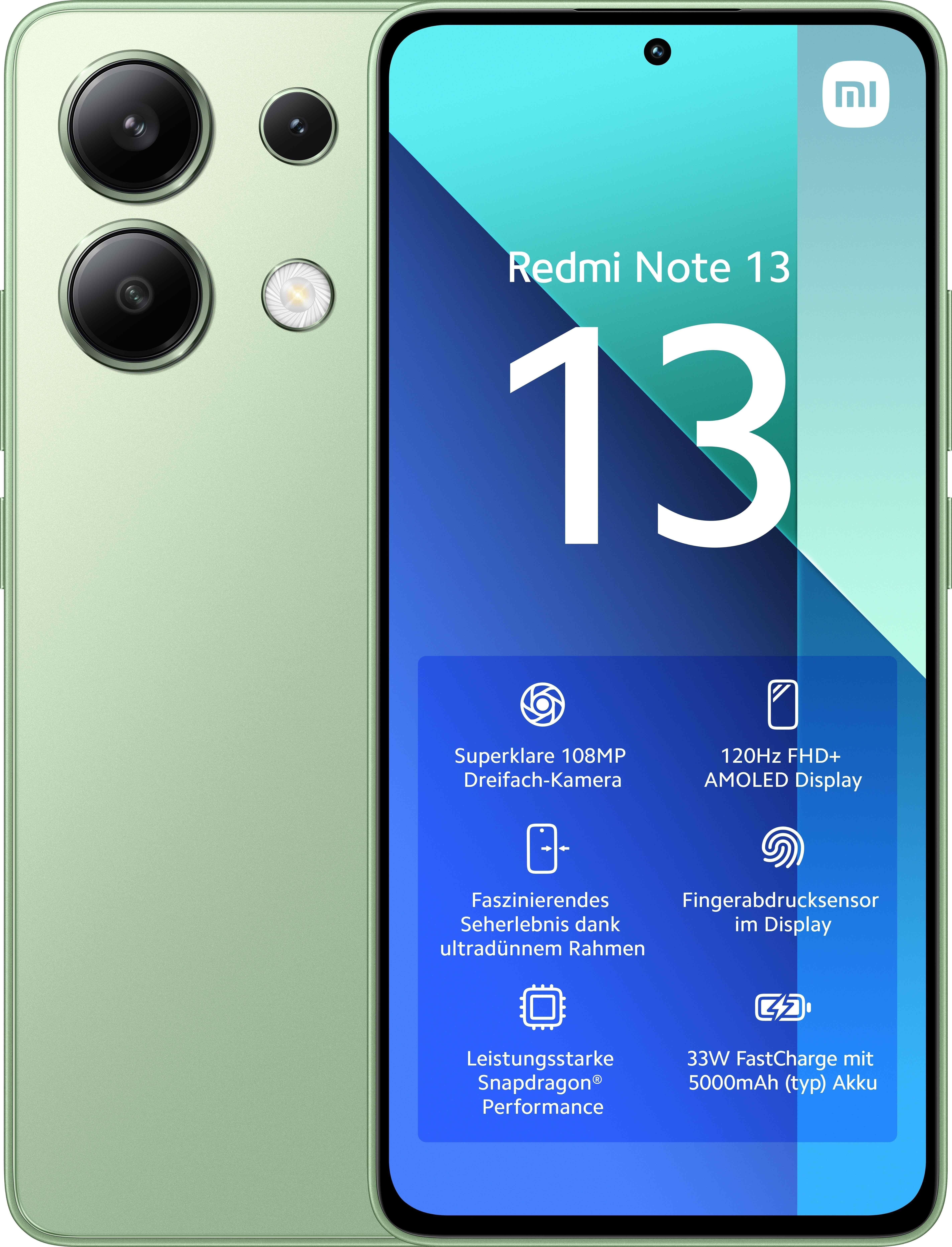 Redmi Note 13 128 GB 4G Smartphone 16,9 cm (6.67 Zoll) Android 108 MP Dreifach Kamera Dual Sim (Mint Green)