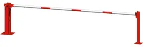 Schake Wegeschranken 6m + fester Auflagestütze, Bodenplatte zum Aufdübeln + Dreikantverschluß Stahlkonstruktion 120x80mm