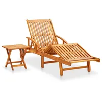 VidaXL Sonnenliege mit Tisch und Auflage Akazie Massivholz
