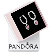 Pandora Timeless Funkelndes Strahlenkranz-Herz Ohrringe aus Sterling-Silber, Kompatibel mit PANDORA Timeless Armbänder