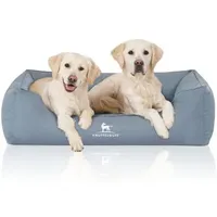 Knuffelwuff Orthopädisches Hundebett Leon aus Velour - blau