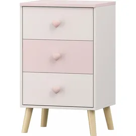[en.casa] Nachtschrank Sandnes 62 x 38 x 30 cm Weiß/Rosa
