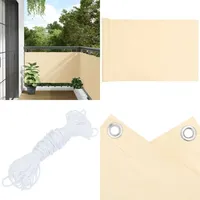 Balkon-Sichtschutz Creme 800x120 cm pvc - Balkon Sichtschutz - pvc Sichtschutz - Sonnenschutz Balkon - Windschutz Balkon - Privatsphäre Schutz - Home