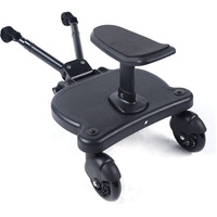 Universal Buggy Board Trittbrett Hilfs Pedal Adapter Anhänger Sitz Stehbrett mit Sitz für Kinderwagen Rollbrett bis 25kg Schwarz