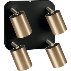 Licht-Erlebnisse Deckenspot Modern Echt-Messing B: 19,5cm 4x GU10 vielseitig klein EYE Spot Deckenlampe Flur, NO1/6/0096